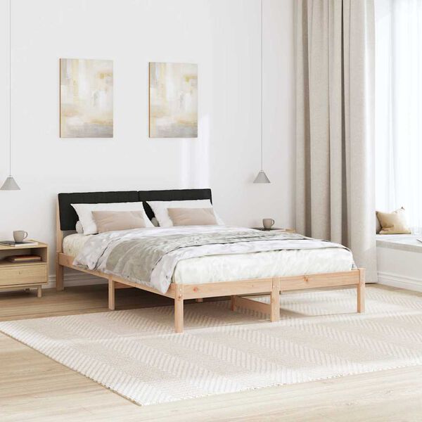 vidaXL Bed frame Brown and black 135 x 190 cm Solid pine wood
