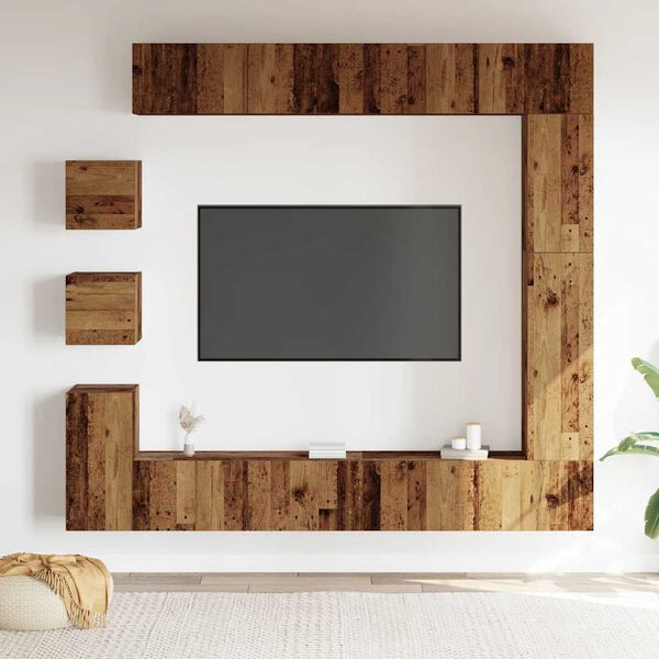 vidaXL 9 Piece TV Cabinet Set Wall-mounted Old Wood Engineered Wood