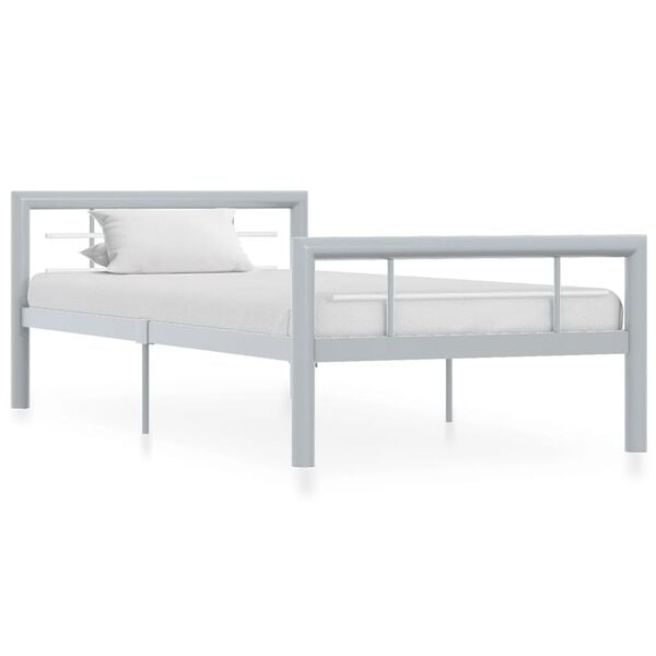 vidaXL Bed Frame without Mattress Grey and White Metal 100x200 cm