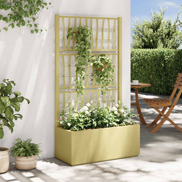 vidaXL Garden Planter with Trellis Green 80 x 36 x 140 cm PP