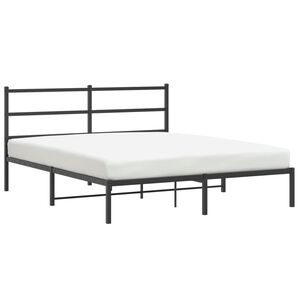 vidaXL Metal Bed Frame without Mattress with Headboard Black 160x200cm