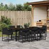 vidaXL Garden Dining Set 9 pcs Black Poly Rattan