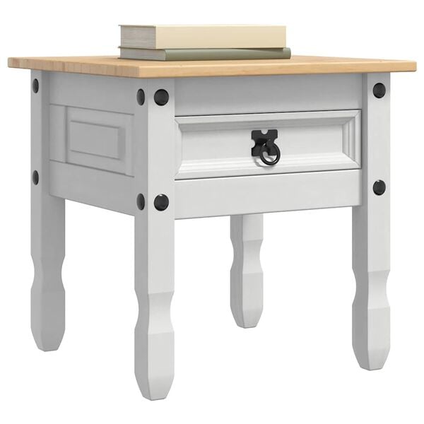 vidaXL End Table Corona White 50 x 50 x50 cm Solid Pine Wood