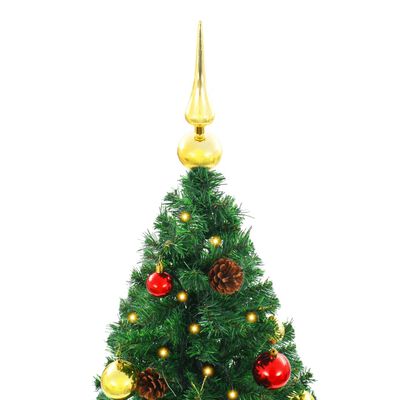 vidaXL Artificial Pre-lit Christmas Tree with Baubles Green 180 cm