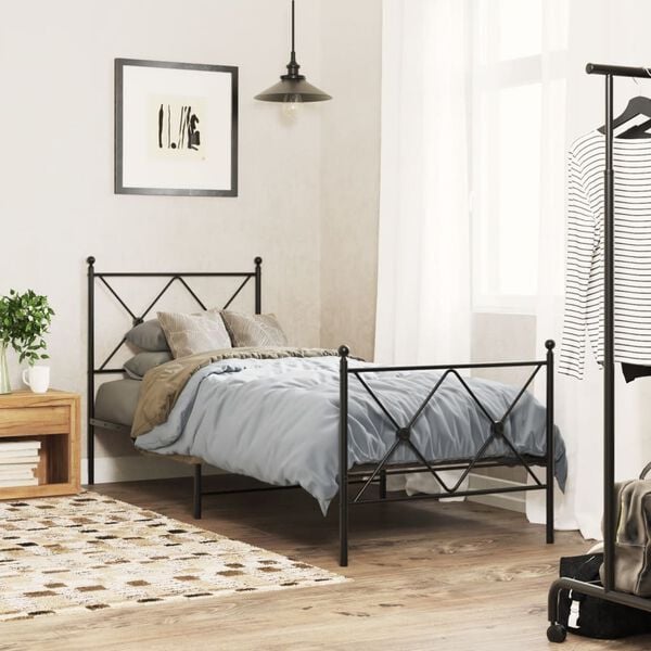 vidaXL Metal Replace Headboard Black 80cm