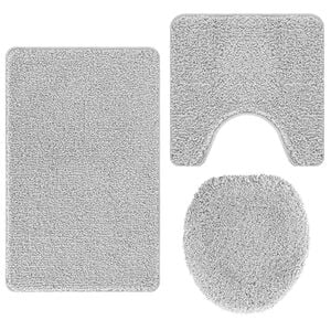 vidaXL Anti-slip Bath Mat Set 3 pcs Grey PP