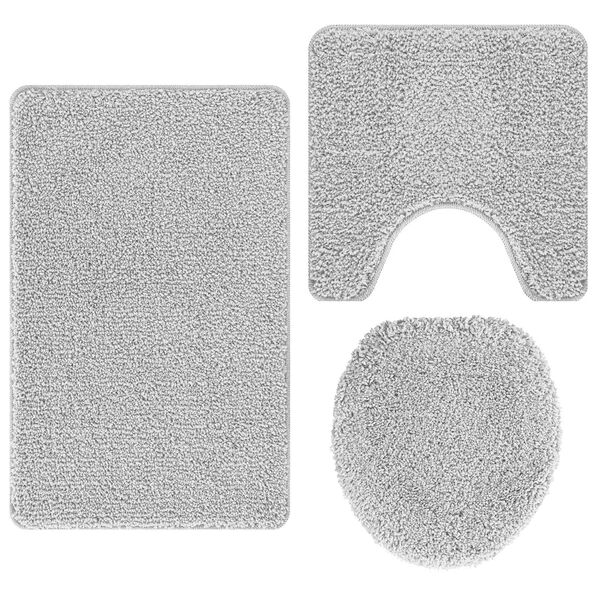 vidaXL Anti-slip Bath Mat Set 3 pcs Grey PP