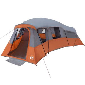 vidaXL Family Tent 20-Person Waterproof Grey and Orange Taffeta