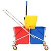 vidaXL Cleaning Trolley with Buckets and Wringer PP&Chromed Steel