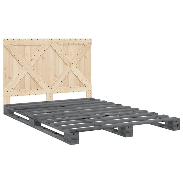 vidaXL Bed Frame without Mattress Grey 160x200 cm Solid Wood Pine