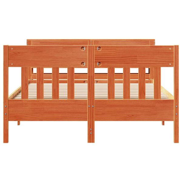 vidaXL Bed Frame without Mattress Wax Brown 140x190 cm Solid Wood Pine