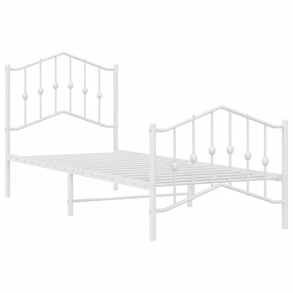 vidaXL Metal Bed Frame without Mattress with Footboard&nbsp;White 80x200cm