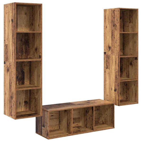vidaXL TV Cabinet Set Wall-mounted 3 pcs Old Wood Engineered Wood