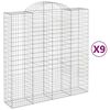 vidaXL Arched Gabion Baskets 9 pcs 200x50x200/220 cm Galvanised Iron