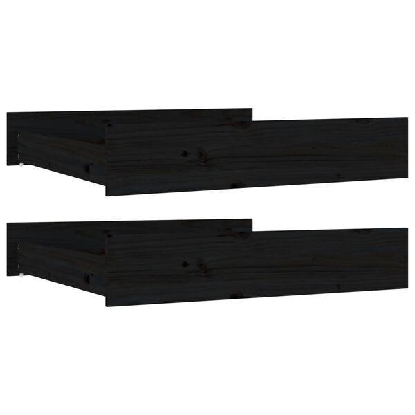 vidaXL Bed Drawers 2 pcs Black Solid Wood Pine