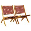 vidaXL Folding Chairs 2 pcs Red Solid Wood Acacia and Fabric