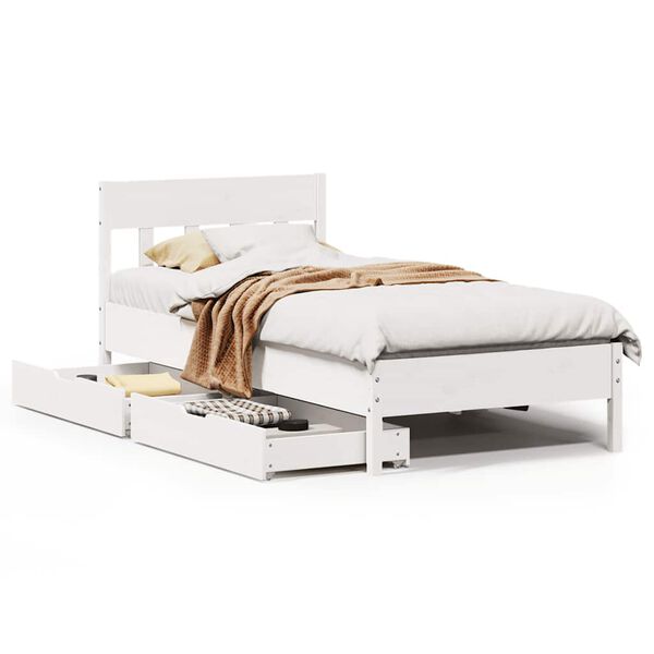 vidaXL Bed Frame without Mattress White 90x190 cm Single Solid Wood Pine