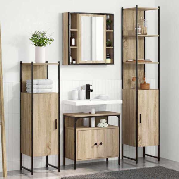 vidaXL Bathroom Furniture Set 4 pcs Sonoma Oak Engineered Wood