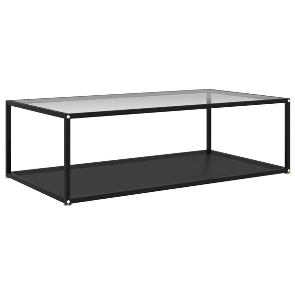 vidaXL Coffee Table Transparent and Black 120x60x35 cm Tempered Glass