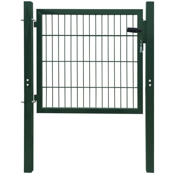 vidaXL Fence Gate Steel Green 100x100 cm