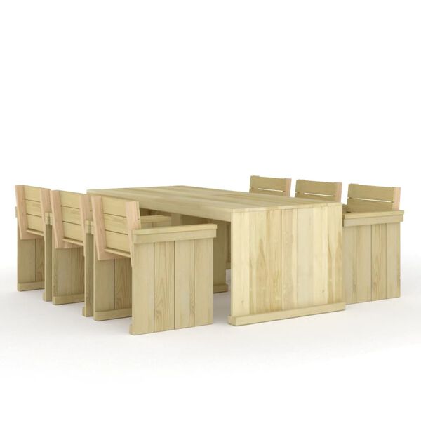 vidaXL 7 Piece Garden Dining Set Impregnated Pinewood