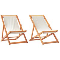 vidaXL Folding Beach Chairs 2 pcs Cream White Fabric