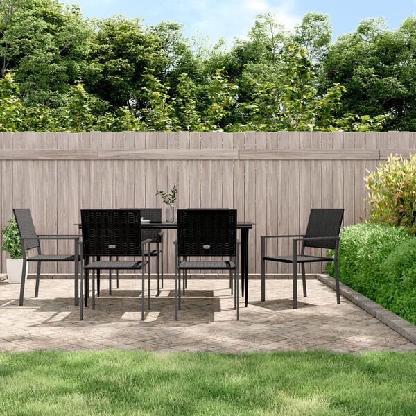 vidaXL 7 Piece Garden Dining Set Poly Rattan and Steel