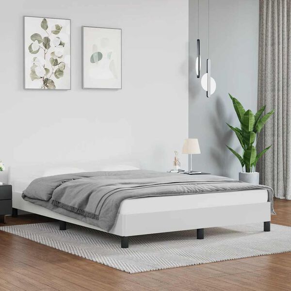 vidaXL Bed Frame without Mattress White 135x190cm Double Faux Leather
