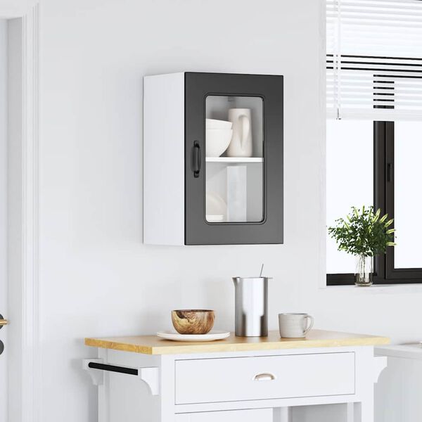 vidaXL Kitchen Wall Cabinet with Glass Door Kalmar Black Engineered Wood