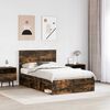 vidaXL Bed Frame with Drawer Smoked Oak 135 x 190 cm Solid Pine Wood