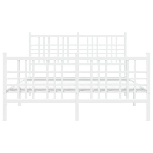 vidaXL Metal Bed Frame without Mattress with Footboard White 120x190cm