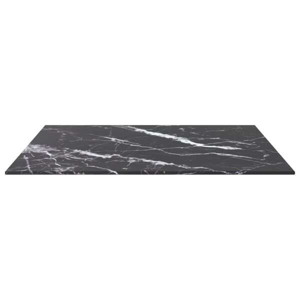 vidaXL Table Top Black 60x60 cm 6 mm Tempered Glass with Marble Design