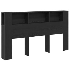 vidaXL Headboard Cabinet with Storage Black oak 180 x 18.5 x 102.5 cm