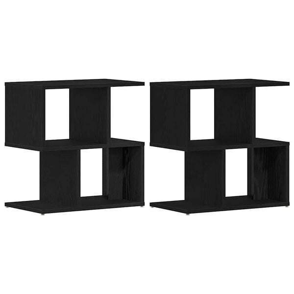 vidaXL Bedside Cabinet 2 pcs Black Oak 50 x 30 x 51,5 cm