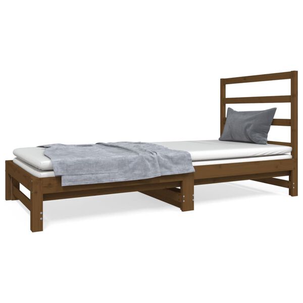 vidaXL Pull-out Day Bed without Mattress Honey Brown 2x(90x190) cm