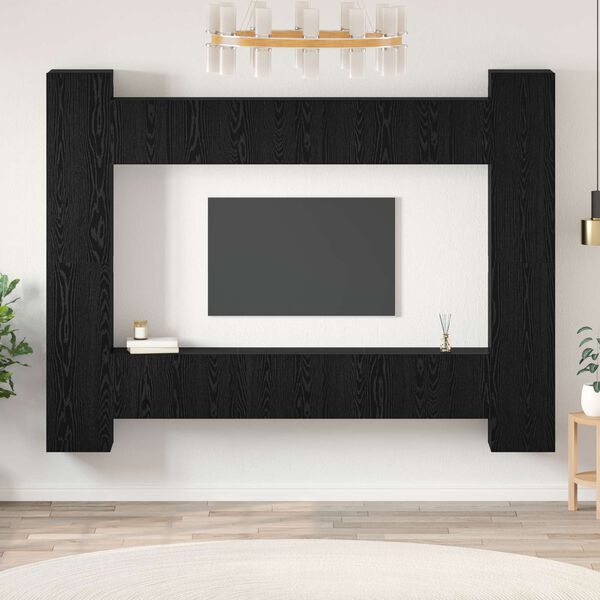 vidaXL TV Cabinet Set Wall-mounted 10 pcs Black Oak 30.5 x 30 x 90 cm