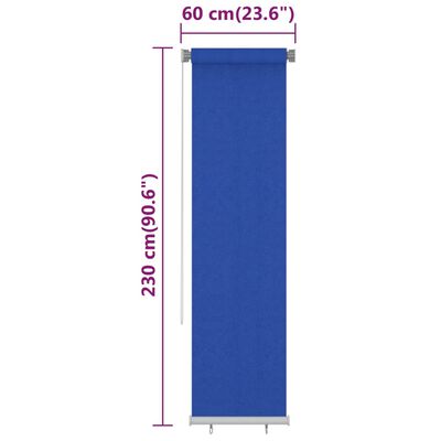 vidaXL Outdoor Roller Blind 60x230 cm Blue HDPE
