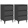 vidaXL Bed Cabinet with Metal Legs 2 pcs Grey 40x35x69 cm