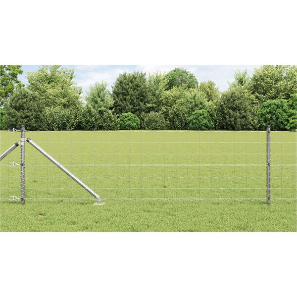 vidaXL Fence with Post Silver 0.4 x 25 m Steel