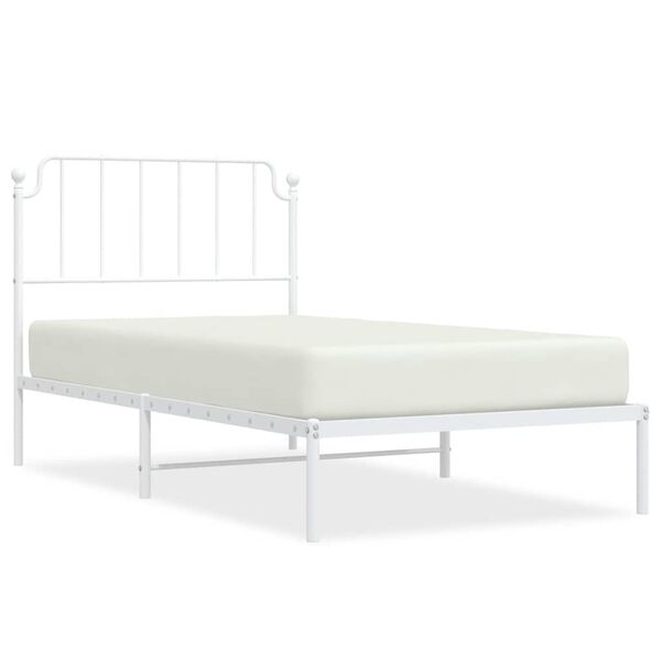 vidaXL Metal Bed Frame without Mattress with Headboard White 100x200cm