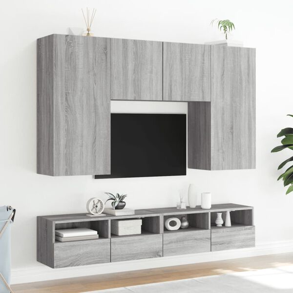vidaXL 5 Piece TV Wall Units Grey Sonoma Engineered Wood