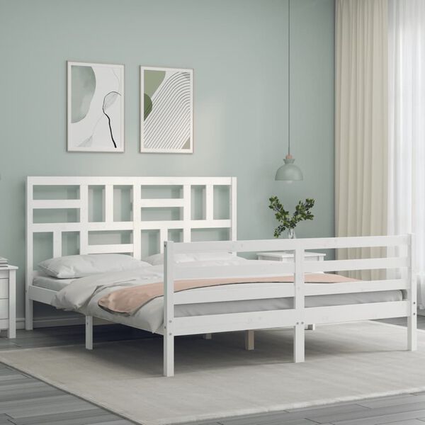 vidaXL Bed Frame without Mattress White 160x200 cm Solid Wood