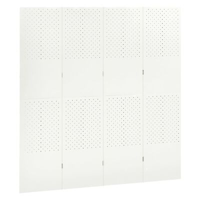vidaXL 4-Panel Room Dividers 2 pcs White 160x180 cm Steel