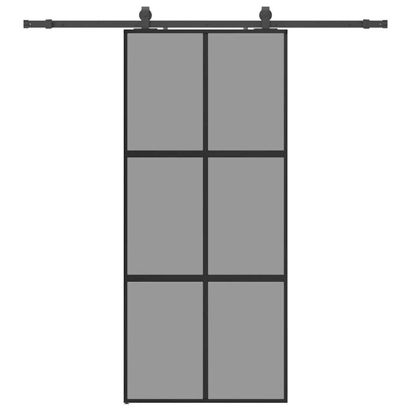 vidaXL Sliding Door with Hardware Set Black 90x205 cm Tempered Glass