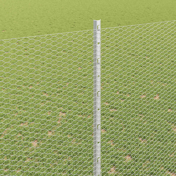 vidaXL Fence with Post Silver 1.5 x 50 m Steel