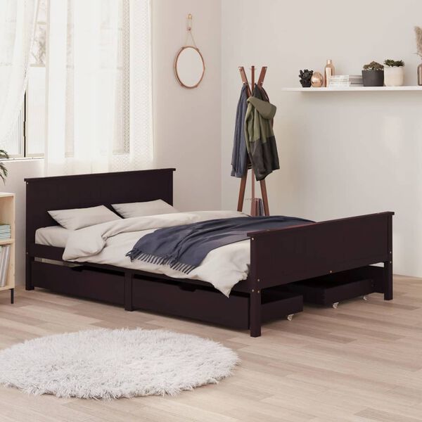 vidaXL Bed Frame without Mattress Dark Brown 160x200 cm Solid Wood