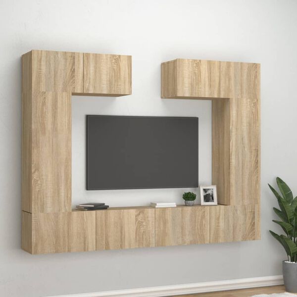 vidaXL 6 Piece TV Cabinet Set Sonoma Oak Engineered Wood