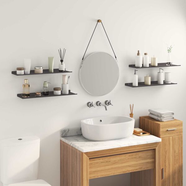 vidaXL Floating Shelf Wall-mounted 4 pcs Black 60 x 18 x 2.5 cm Steel