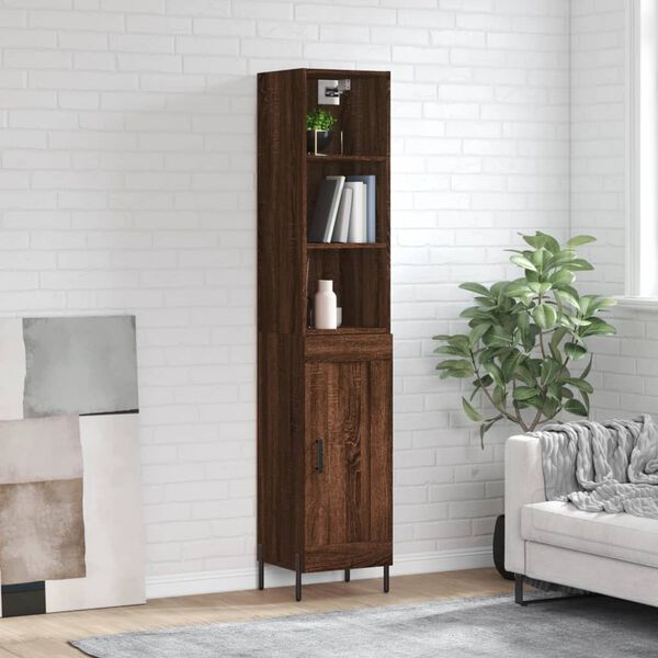 vidaXL Highboard Brown Oak 34.5x34x180 cm Engineered Wood