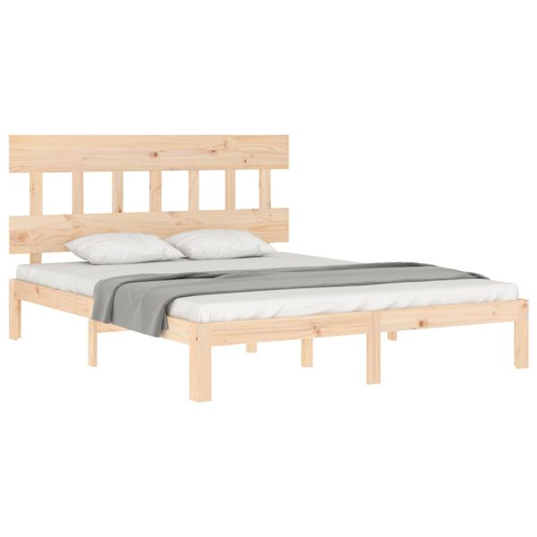 vidaXL Bed Frame without Mattress King Size Solid Wood Pine